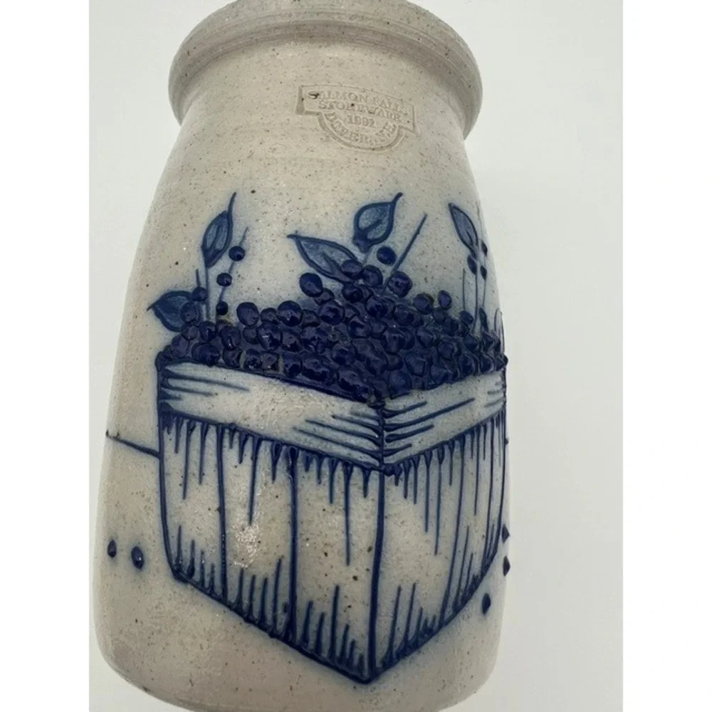 Salmon Falls Stoneware 1991 Blueberry Basket Salt Glazed Pottery Crock Dover NH